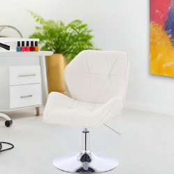Krzesło kosmetyczne CRONO N Kremowy Baranek Chromowana Podstawa -Krzesła kosmetyczne- 