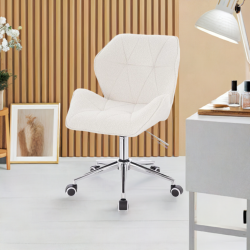 Krzesło kosmetyczne CRONO K Kremowy Baranek Chromowana Podstawa -Krzesła kosmetyczne- 