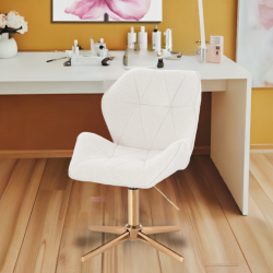 Krzesło kosmetyczne CRONO Cross Kremowy Baranek Złota Podstawa -Krzesła kosmetyczne- 