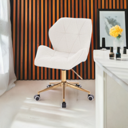 Krzesło kosmetyczne CRONO K Kremowy Baranek Złota Podstawa -Krzesła kosmetyczne- 