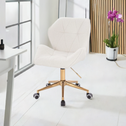 Krzesło kosmetyczne CRONO K Kremowy Baranek Złota Podstawa -Krzesła kosmetyczne- 