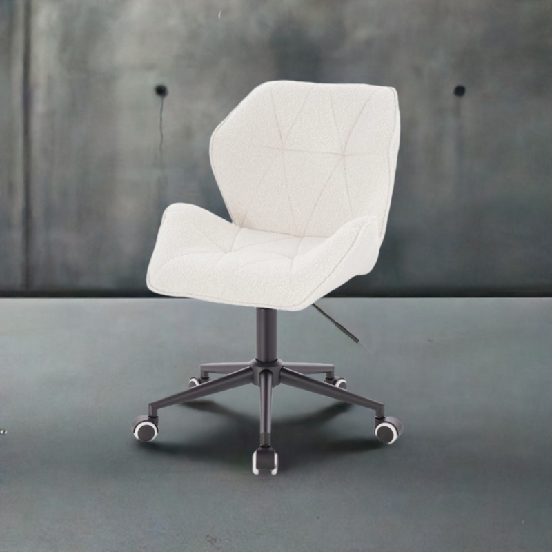 Krzesło kosmetyczne CRONO K Kremowy Baranek Czarna Podstawa -Krzesła kosmetyczne- 