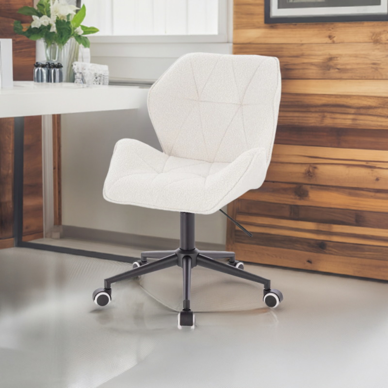 Krzesło kosmetyczne CRONO K Kremowy Baranek Czarna Podstawa -Krzesła kosmetyczne- 