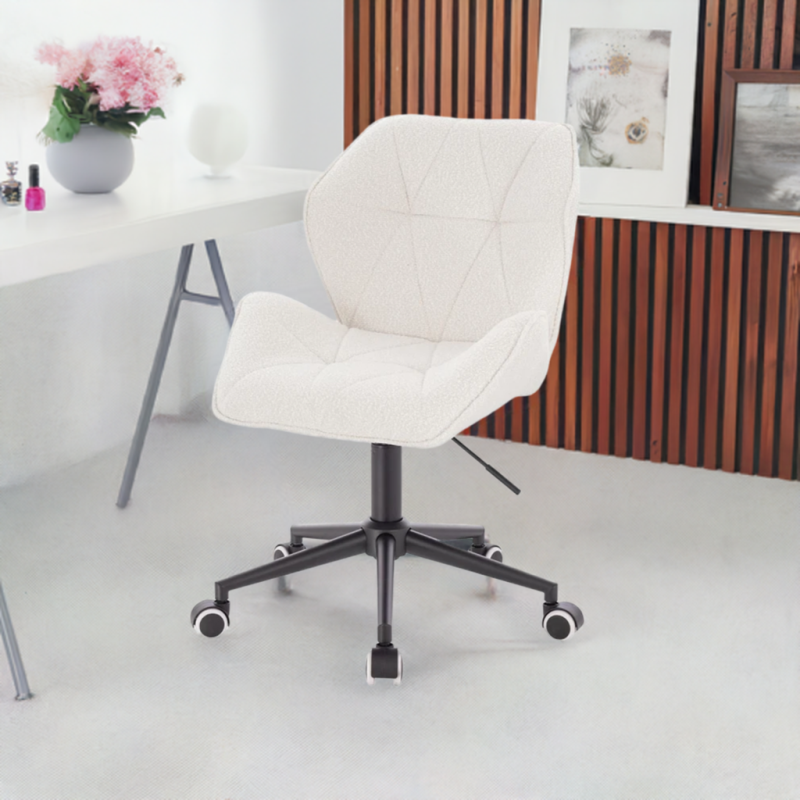 Krzesło kosmetyczne CRONO K Kremowy Baranek Czarna Podstawa -Krzesła kosmetyczne- 