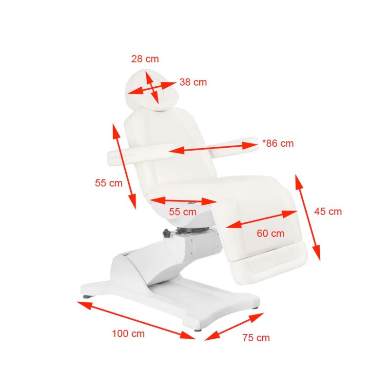 Biały elektryczny fotel do zabiegów kosmetycznych