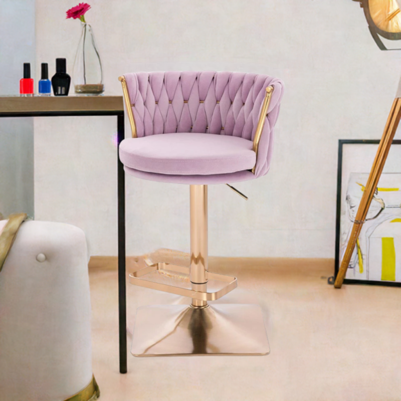 Fotel SANSA Kw Wrzosowy Welur Złota Podstawa -Fotele Welurowe- 