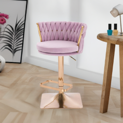 Fotel SANSA Kw Wrzosowy Welur Złota Podstawa -Fotele Welurowe- 