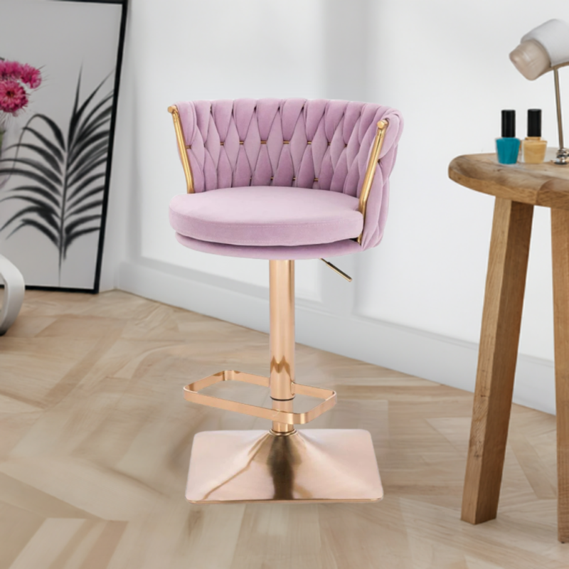 Fotel SANSA Kw Wrzosowy Welur Złota Podstawa -Fotele Welurowe- 