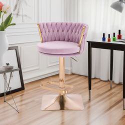 Fotel SANSA Kw Wrzosowy Welur Złota Podstawa -Fotele Welurowe- 