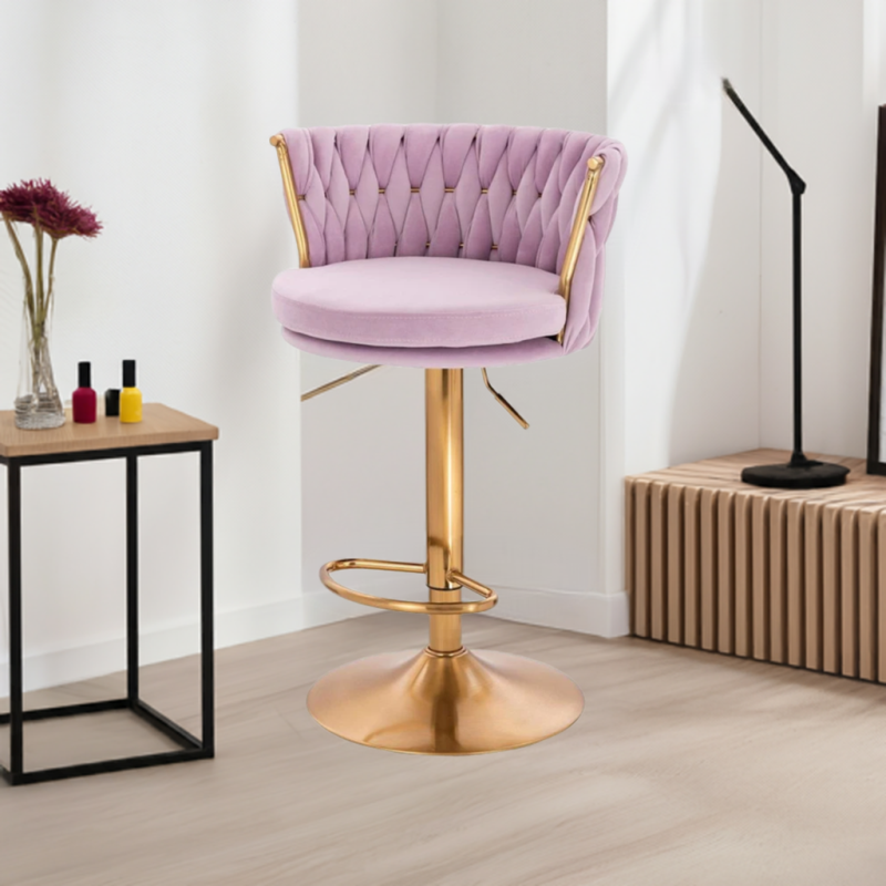 Fotel SANSA W Wrzosowy Welur Złota Podstawa -Fotele Welurowe- 