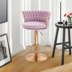 Fotel SANSA W Wrzosowy Welur Złota Podstawa -Fotele Welurowe- 