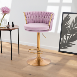 Fotel SANSA W Wrzosowy Welur Złota Podstawa -Fotele Welurowe- 