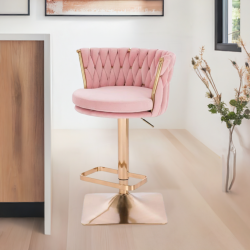 Fotel SANSA Kw Pudrowy Róż Welur Złota Podstawa -Fotele Welurowe- 