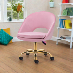 4Rico krzesło obrotowe QS-MF18G aksamit różowe -Krzesła kosmetyczne- 