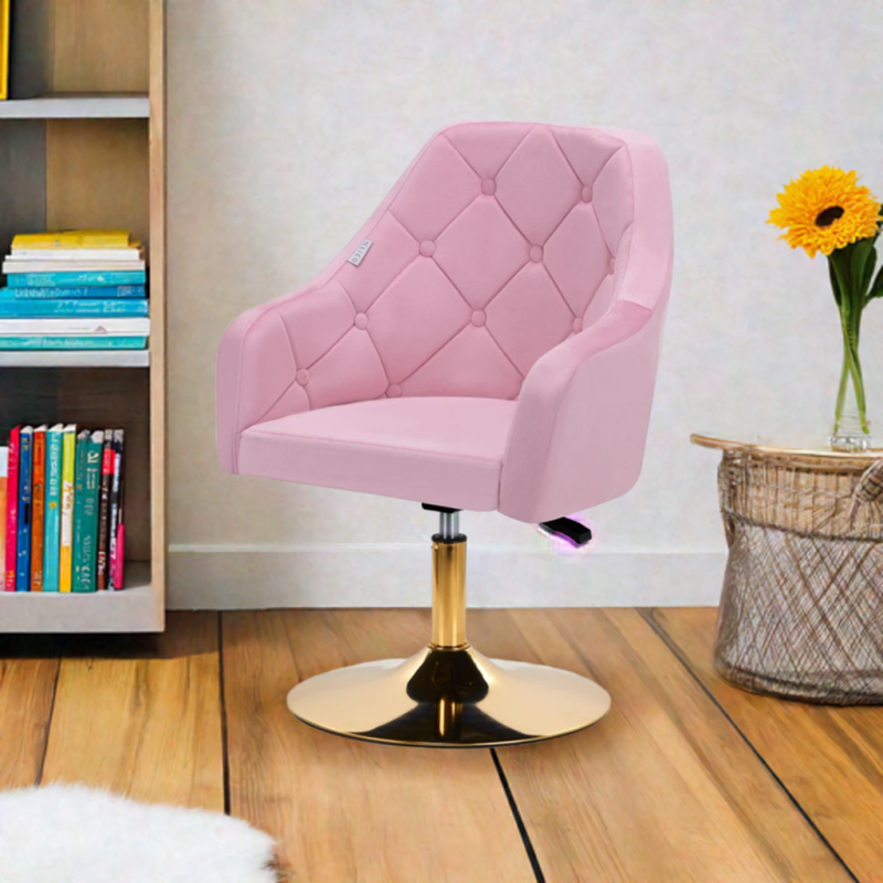 4Rico fotel obrotowy QS-BL14G aksamit różowe -Krzesła kosmetyczne- 