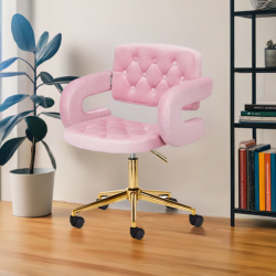 4Rico Krzesło obrotowe QS-OF213G aksamit różowe -Krzesła kosmetyczne- 