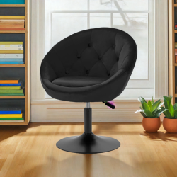 4Rico fotel obrotowy QS-BL12B aksamit czarny -Krzesła kosmetyczne- 