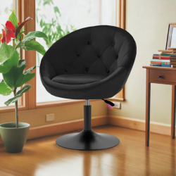 4Rico fotel obrotowy QS-BL12B aksamit czarny -Krzesła kosmetyczne- 