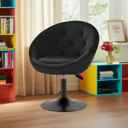 4Rico fotel obrotowy QS-BL12B aksamit czarny -Krzesła kosmetyczne- 