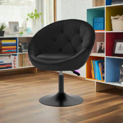 4Rico fotel obrotowy QS-BL12B aksamit czarny -Krzesła kosmetyczne- 