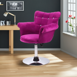 Fuksjowe welurowe krzesło kosmetyczne