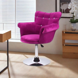 Fuksjowe welurowe krzesło srebrna podstawa