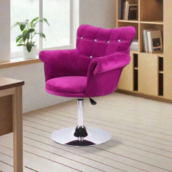 Fuchsia velvet cosmetic chair silver-base