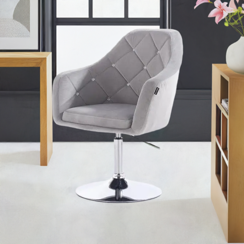 Steel velour cosmetic chair flat-base