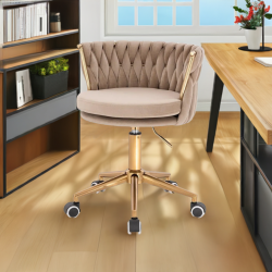 Fotel SANSA K Latte Welur Złota Podstawa -Fotele Welurowe- 