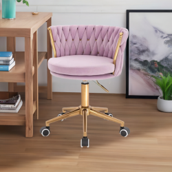 Fotel SANSA K Wrzosowy Welur Złota Podstawa -Fotele Welurowe- 