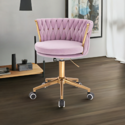 Fotel SANSA K Wrzosowy Welur Złota Podstawa -Fotele Welurowe- 