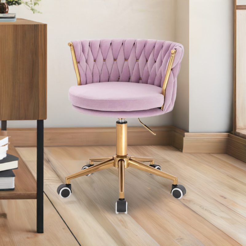 Fotel SANSA K Wrzosowy Welur Złota Podstawa -Fotele Welurowe- 