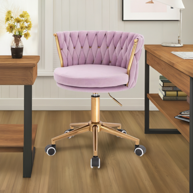 Fotel SANSA K Wrzosowy Welur Złota Podstawa -Fotele Welurowe- 