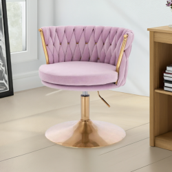 Fotel SANSA N Wrzosowy Welur Złota Podstawa -Fotele Welurowe- 