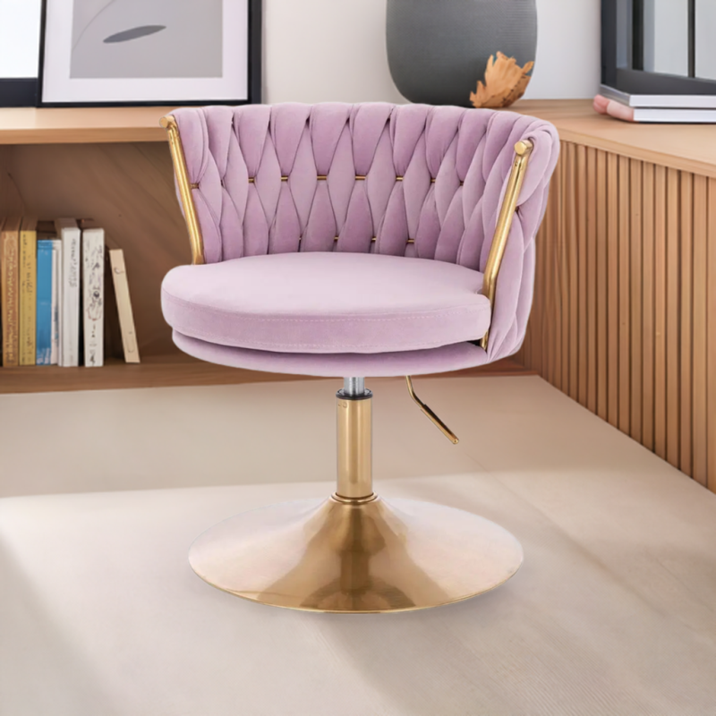 Fotel SANSA N Wrzosowy Welur Złota Podstawa -Fotele Welurowe- 