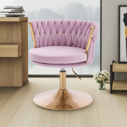 Fotel SANSA N Wrzosowy Welur Złota Podstawa -Fotele Welurowe- 