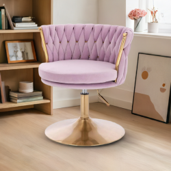 Fotel SANSA N Wrzosowy Welur Złota Podstawa -Fotele Welurowe- 