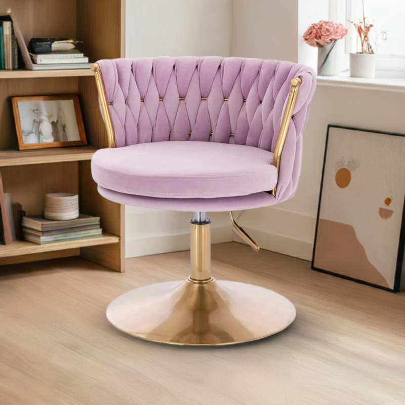 Fotel SANSA N Wrzosowy Welur Złota Podstawa -Fotele Welurowe- 