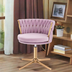 Fotel SANSA Cross Wrzosowy Welur Złota Podstawa -Fotele Welurowe- 