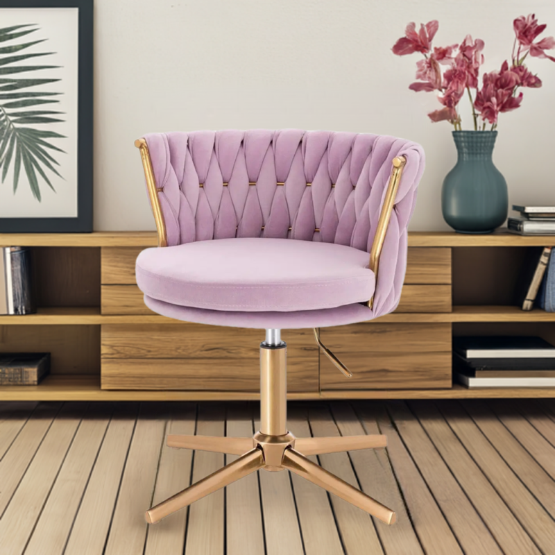 Fotel SANSA Cross Wrzosowy Welur Złota Podstawa -Fotele Welurowe- 