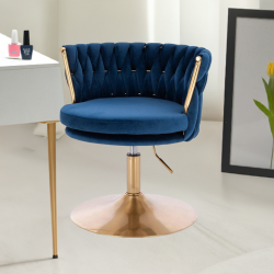 Fotel SANSA N Ciemne Morze Welur Złota Podstawa -Fotele Welurowe- 