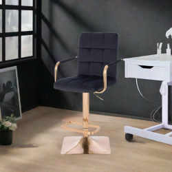 Black velvet chair gold base