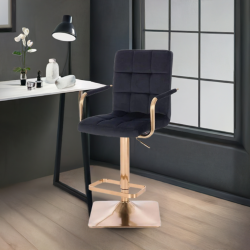 Black velvet cosmetic chair gold-base