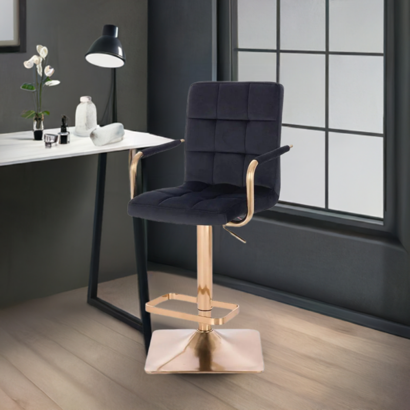 Black velvet cosmetic chair gold-base