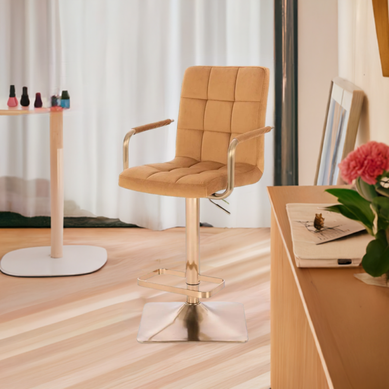 Honey velour stool gold base