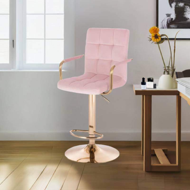 Powder-pink velvet chair gold base