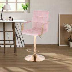 Powder-pink velour chair gold base