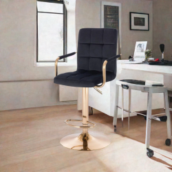 Black velour stool gold base