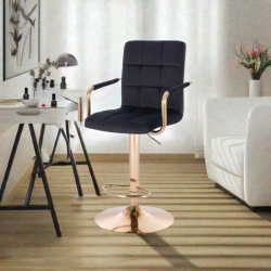 Black velour stool gold base