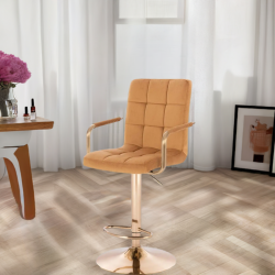 Honey velvet chair gold base